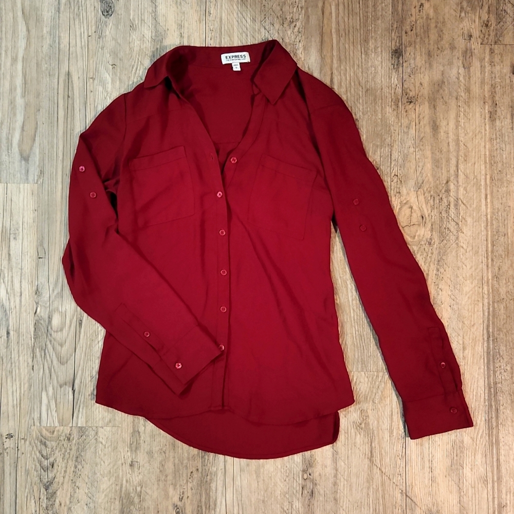 Maroon long sleeve blouse